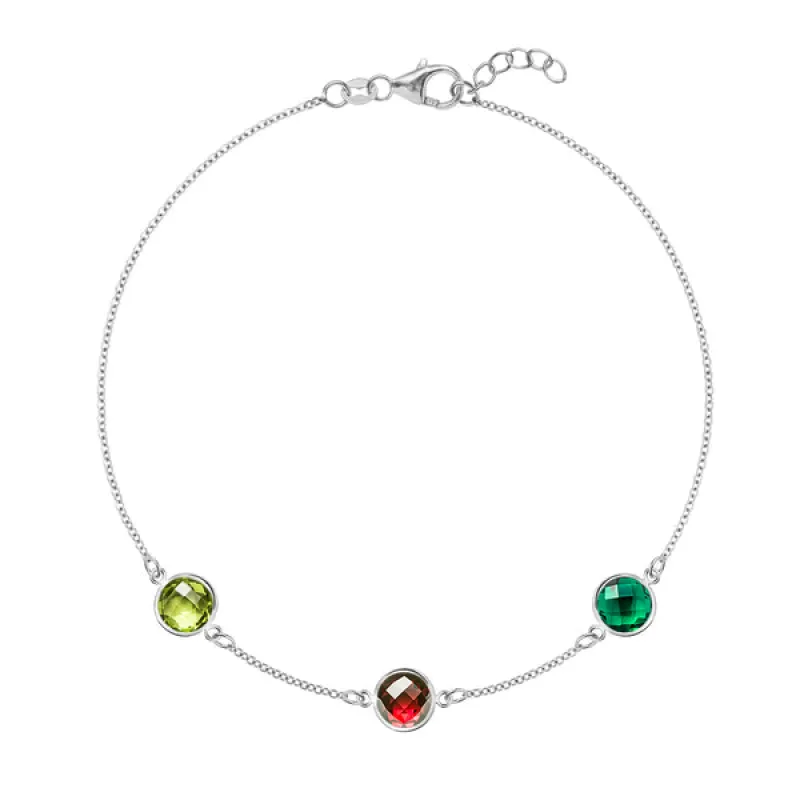 Personalized Grand 3 Birthstone Bracelet in 14k Gold sold by Haverhill