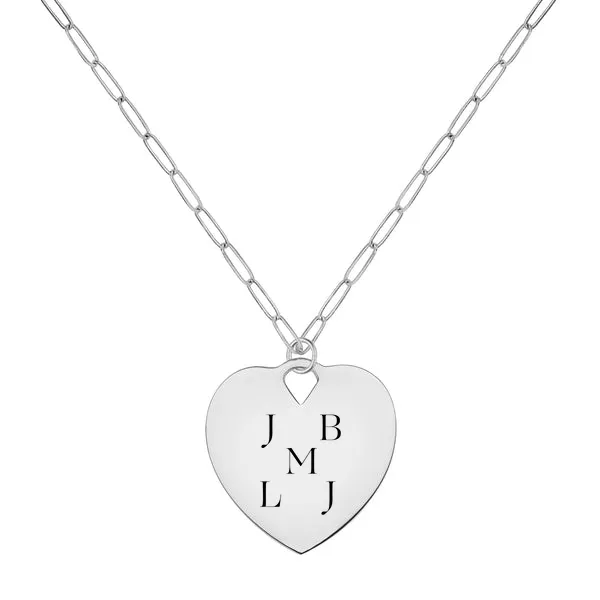Engravable Large Flat Heart Pendant with Adelaide Mini Chain in 14k Gold sold by Haverhill