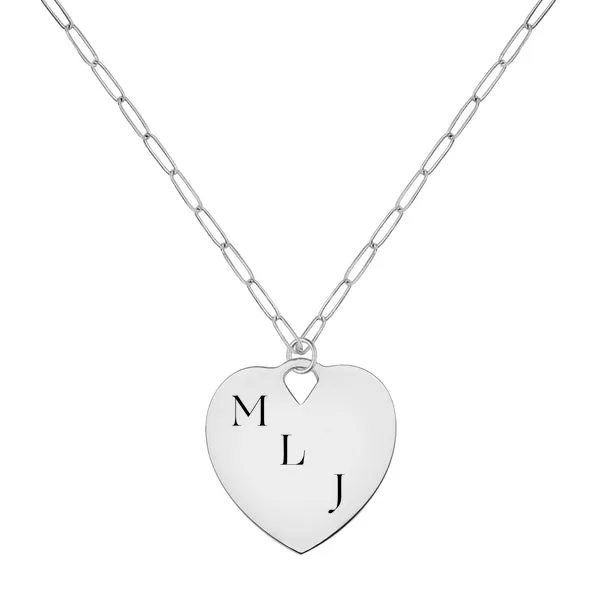 Engravable Large Flat Heart Pendant with Adelaide Mini Chain in 14k Gold sold by Haverhill