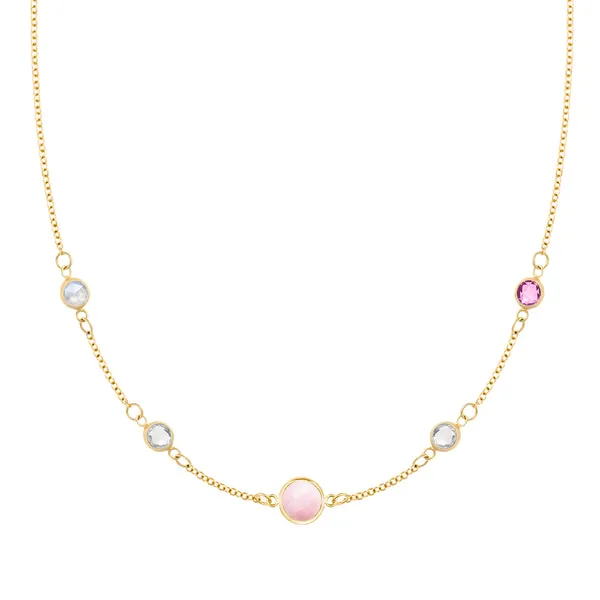 Personalized 1 Grand & 4 Classic Birthstone Necklace in 14k Gold sold by Haverhill