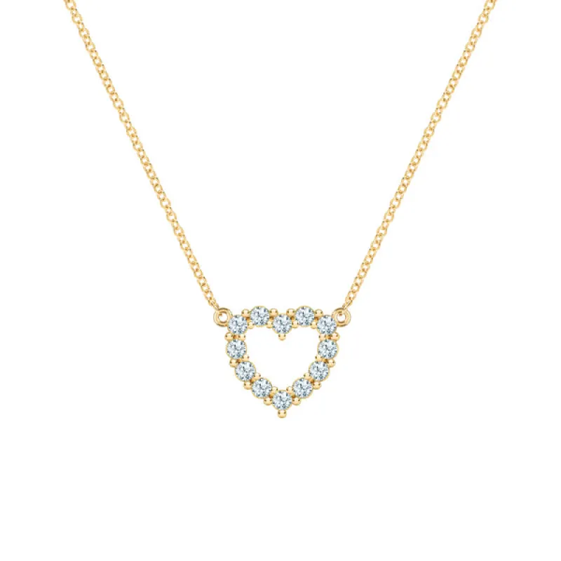 Personalized Rosecliff Small Heart Birthstone Necklace in 14k Gold sold by Haverhill