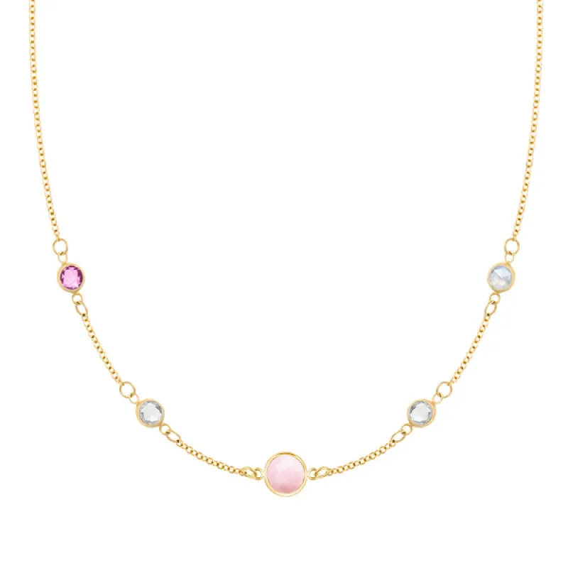 Personalized 1 Grand & 4 Classic Birthstone Necklace in 14k Gold sold by Haverhill