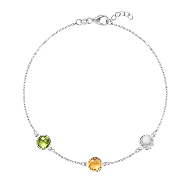 Personalized Grand 3 Birthstone Bracelet in 14k Gold sold by Haverhill