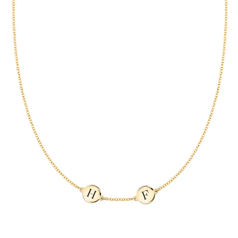 Personalized 2 Letter Necklace in 14k Gold (Single Spacing) sold by Haverhill