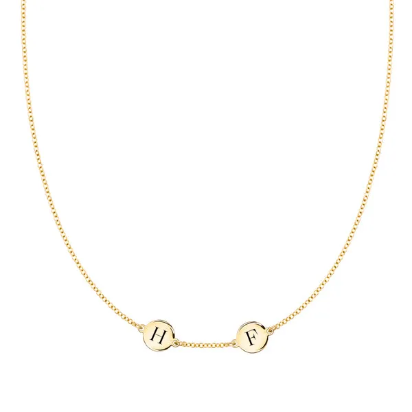 Personalized 2 Letter Necklace in 14k Gold (Single Spacing) sold by Haverhill