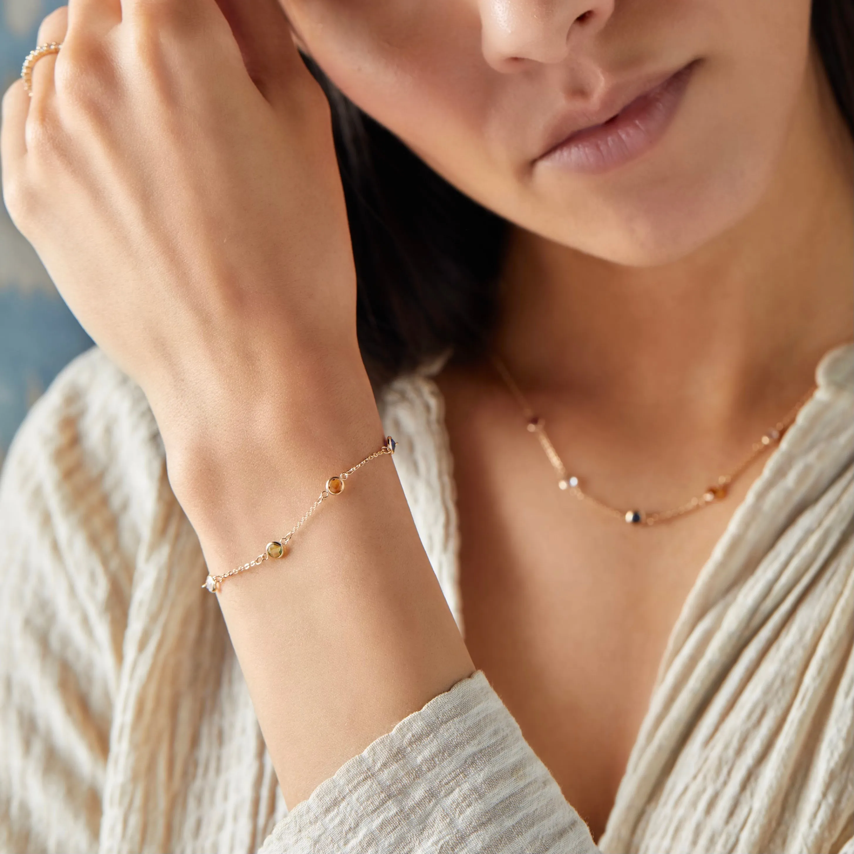 Personalized Classic 5 Birthstone Bracelet in 14k Gold sold by Haverhill product image thumbnail 2