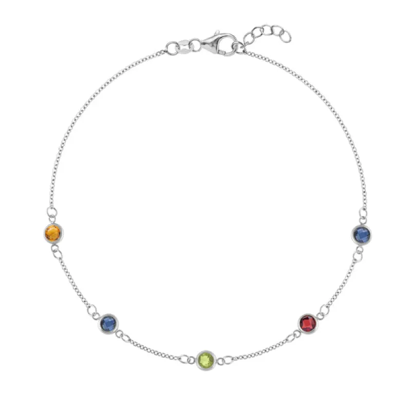 Personalized Classic 5 Birthstone Bracelet in 14k Gold sold by Haverhill
