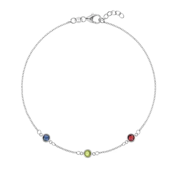 Personalized Classic 3 Birthstone Bracelet in 14k Gold sold by Haverhill