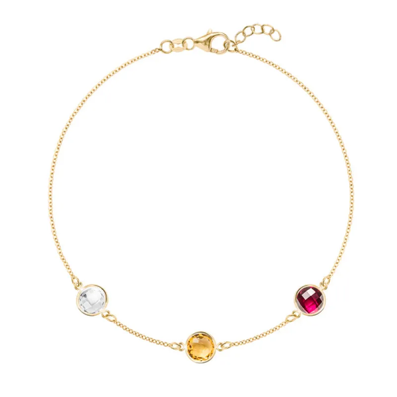 Personalized Grand 3 Birthstone Bracelet in 14k Gold sold by Haverhill