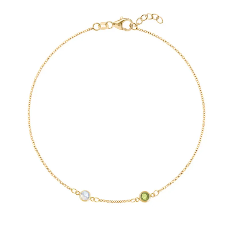 Personalized Classic 2 Birthstone Bracelet in 14k Gold sold by Haverhill