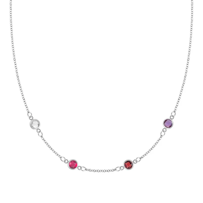Personalized Classic 4 Birthstone Necklace in 14k Gold sold by Haverhill