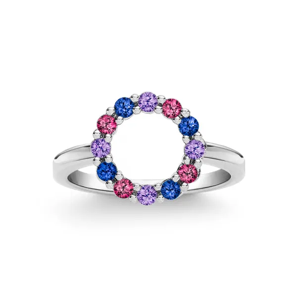 Personalized Rosecliff Small Circle Birthstone Ring in 14k Gold sold by Haverhill