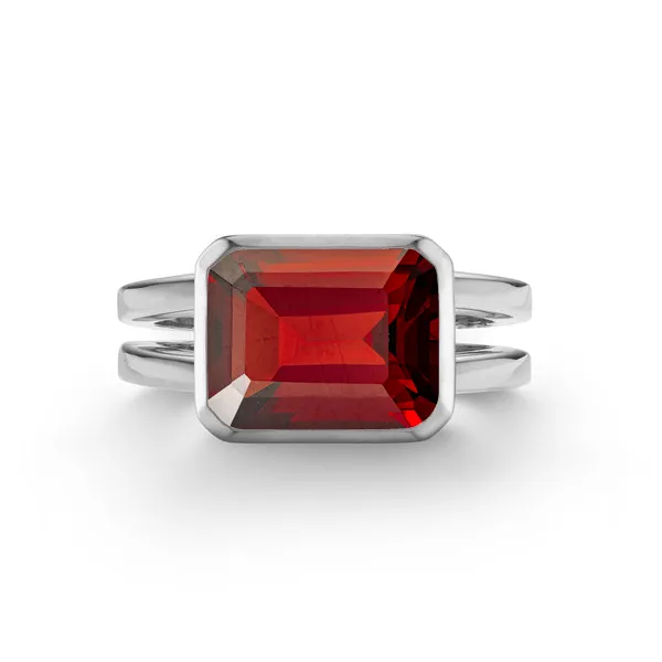 Personalized Warren Horizontal Birthstone Ring in 14k Gold sold by Haverhill