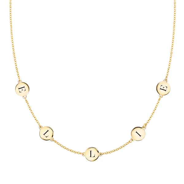 Personalized 5 Letter Necklace in 14k Gold (Double Spacing) sold by Haverhill