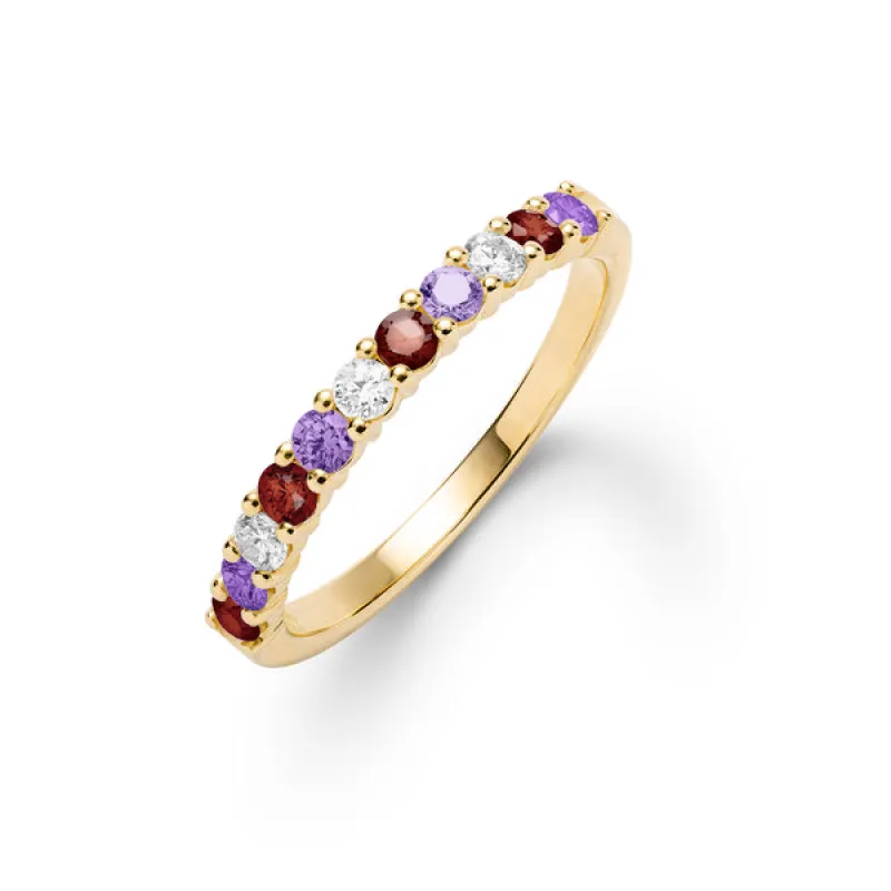 Personalized Rosecliff Birthstone Stackable Ring in 14k Gold sold by Haverhill