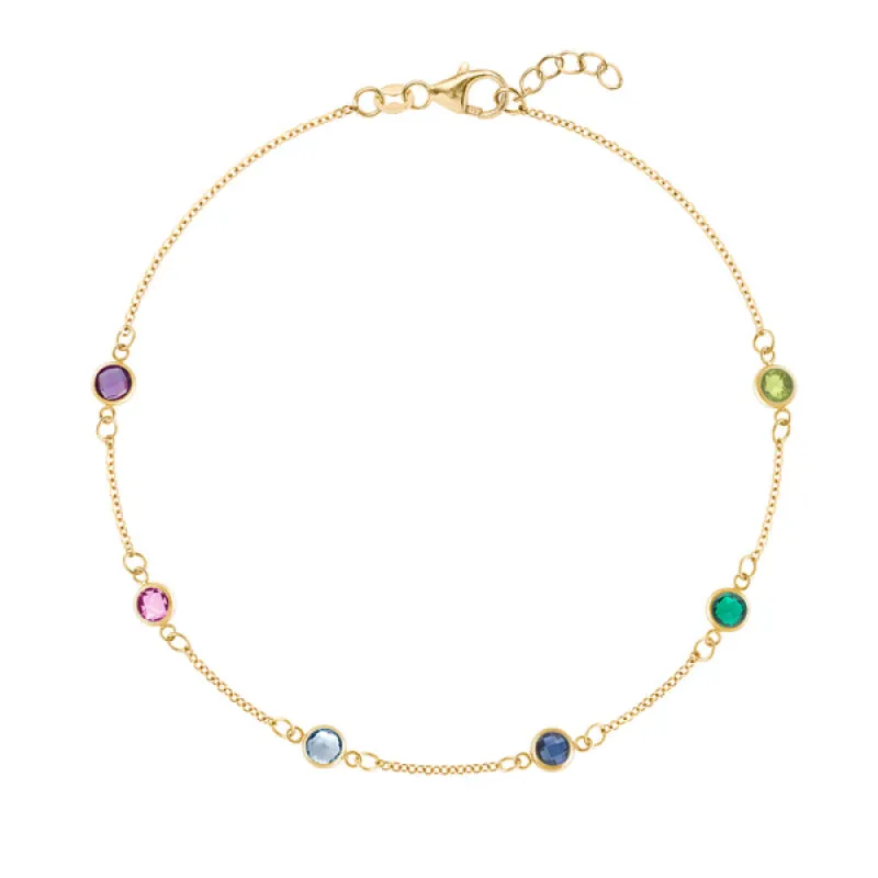 Personalized Classic 6 Birthstone Bracelet in 14k Gold sold by Haverhill