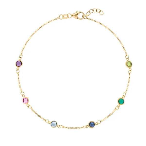 Personalized Classic 6 Birthstone Bracelet in 14k Gold sold by Haverhill