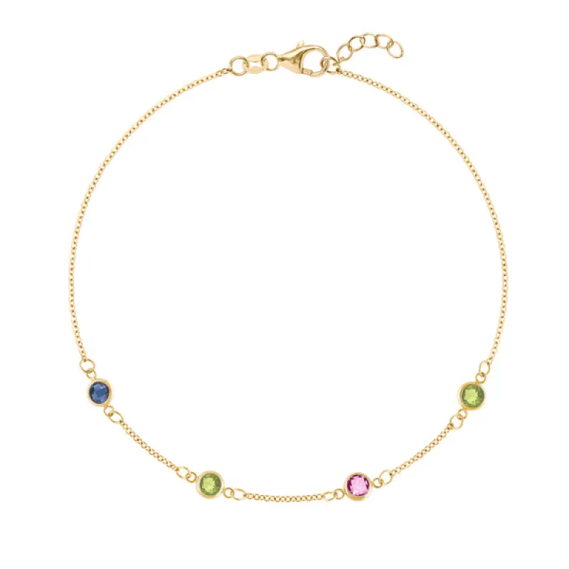 Personalized Classic 4 Birthstone Bracelet in 14k Gold sold by Haverhill