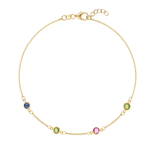 Personalized Classic 4 Birthstone Bracelet in 14k Gold sold by Haverhill