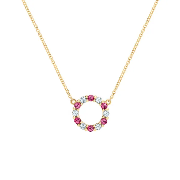 Personalized Rosecliff Small Circle Birthstone Necklace in 14k Gold sold by Haverhill
