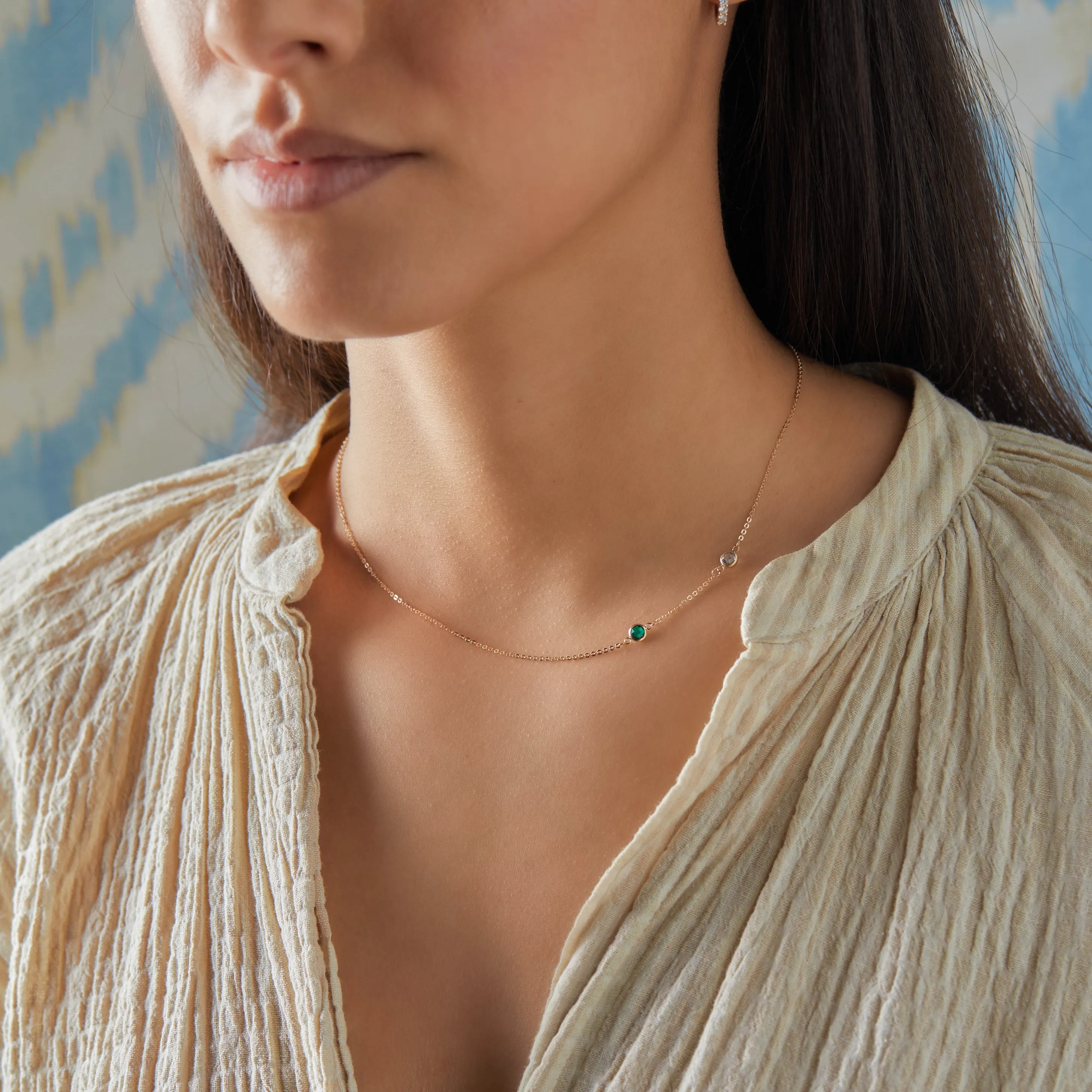 Personalized Classic 2 Birthstone Necklace in 14k Gold sold by Haverhill product image thumbnail 2