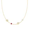 Personalized Classic 2 Letter & 2 Birthstone Necklace in 14k Gold (Single Spacing) sold by Haverhill