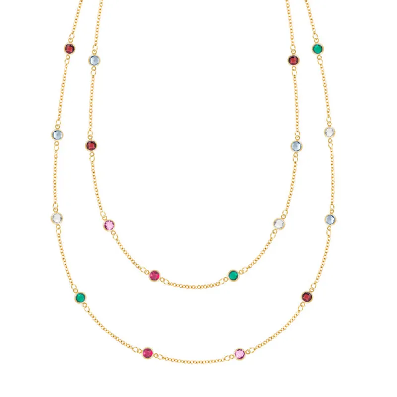 Personalized Bayberry Birthstone Long Necklace in 14k Gold sold by Haverhill