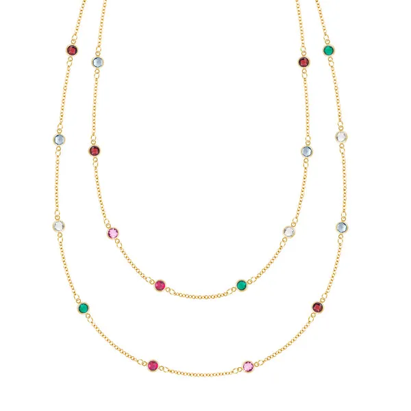 Personalized Bayberry Birthstone Long Necklace in 14k Gold sold by Haverhill