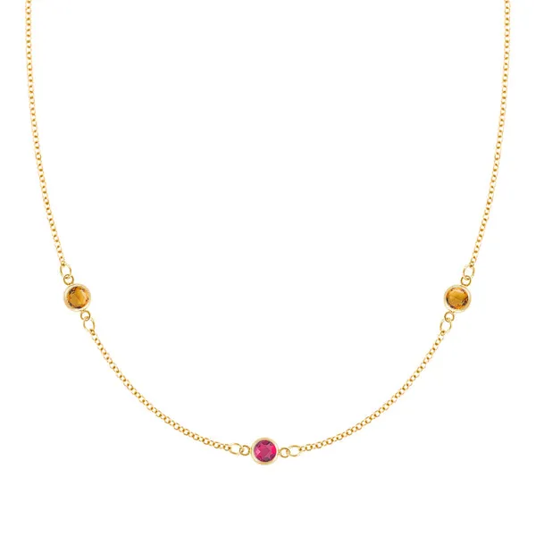 Personalized Classic 3 Birthstone Necklace in 14k Gold sold by Haverhill