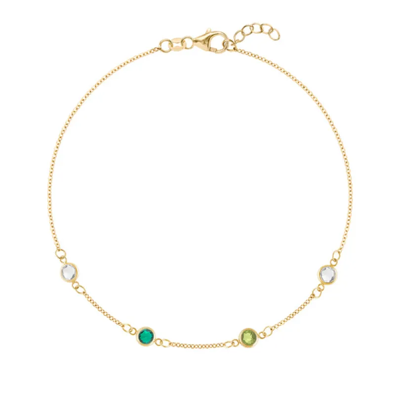 Personalized Classic 4 Birthstone Bracelet in 14k Gold sold by Haverhill