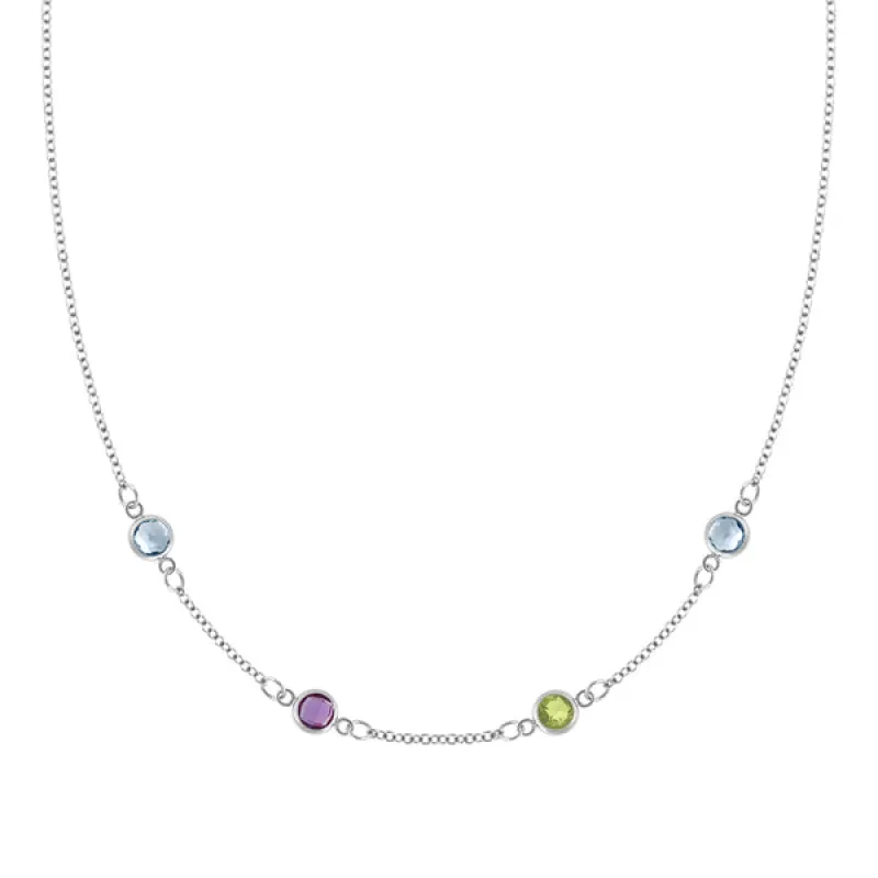 Personalized Classic 4 Birthstone Necklace in 14k Gold sold by Haverhill