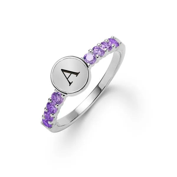 Rosecliff Letter Amethyst Ring in 14k Gold (February) sold by Haverhill
