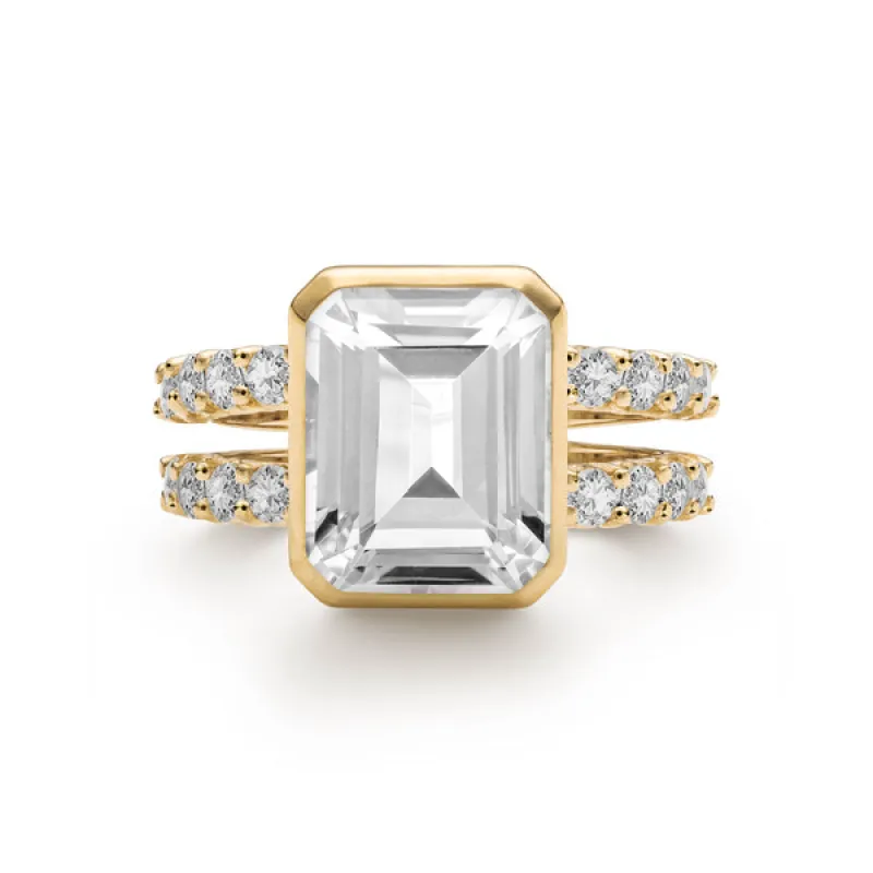 Personalized Warren Vertical Birthstone Ring with Accent Stones in 14k Gold sold by Haverhill