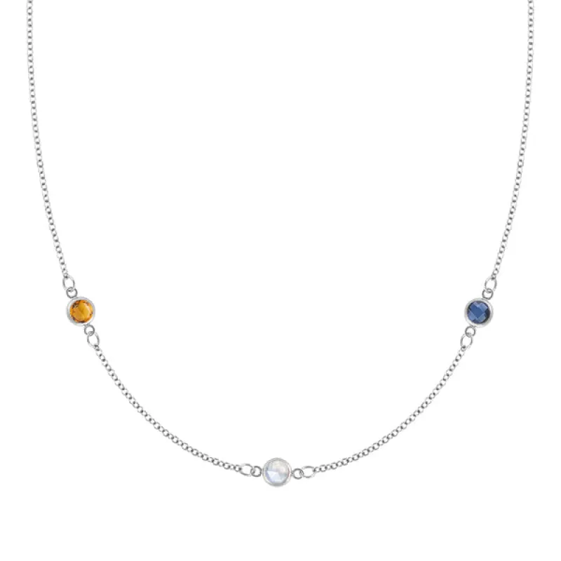 Personalized Classic 3 Birthstone Necklace in 14k Gold sold by Haverhill