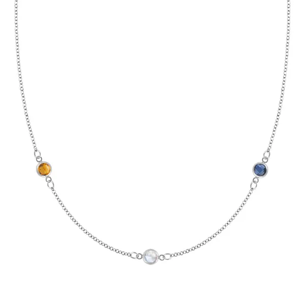Personalized Classic 3 Birthstone Necklace in 14k Gold sold by Haverhill