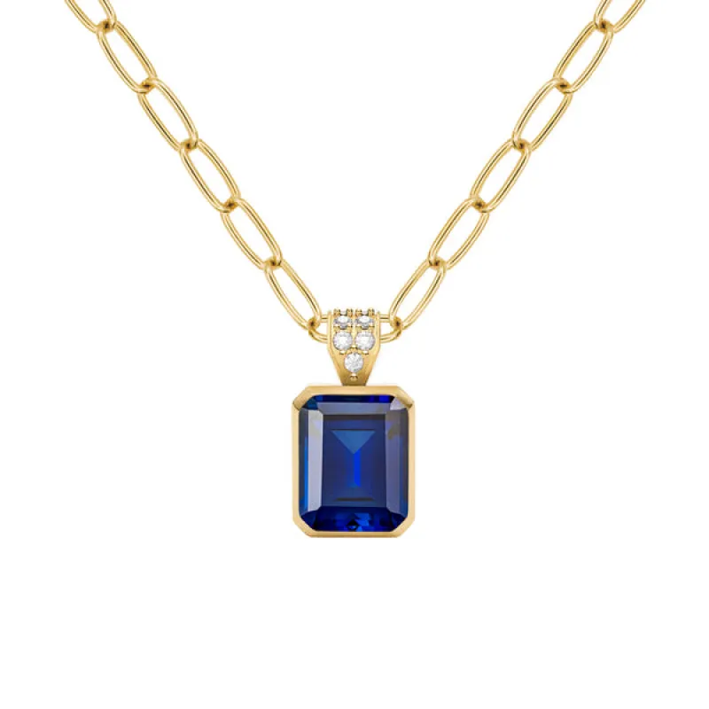 Warren Sapphire Pendant with Diamond Bale in 14k Gold (September) sold by Haverhill