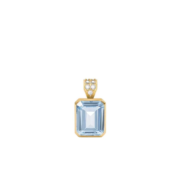 Warren Aquamarine Pendant with Diamond Bale in 14k Gold (March) sold by Haverhill
