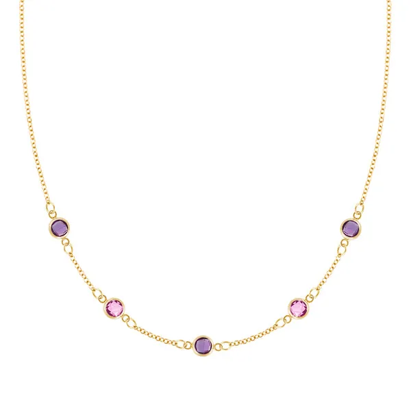 Personalized Classic 5 Birthstone Necklace in 14k Gold sold by Haverhill