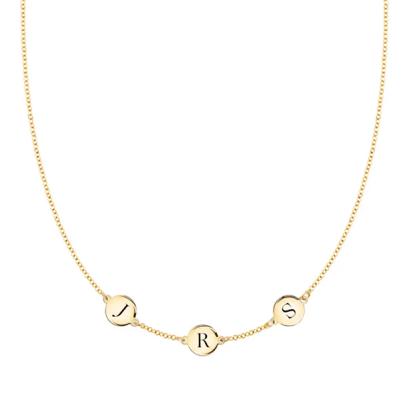 Personalized 3 Letter Necklace in 14k Gold (Single Spacing) sold by Haverhill