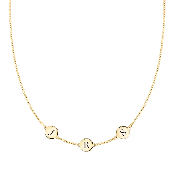 Personalized 3 Letter Necklace in 14k Gold (Single Spacing) sold by Haverhill