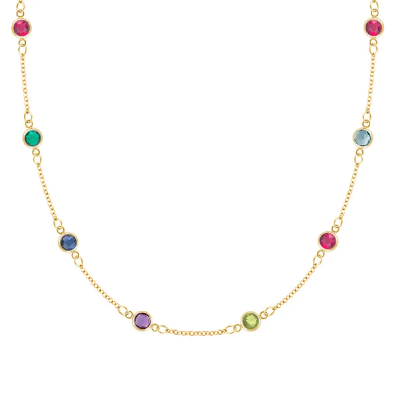 Personalized Classic 8 Birthstone Necklace in 14k Gold sold by Haverhill