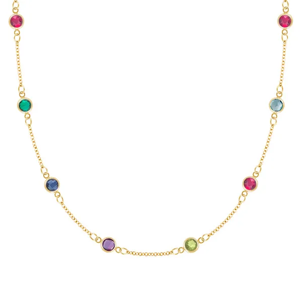 Personalized Classic 8 Birthstone Necklace in 14k Gold sold by Haverhill