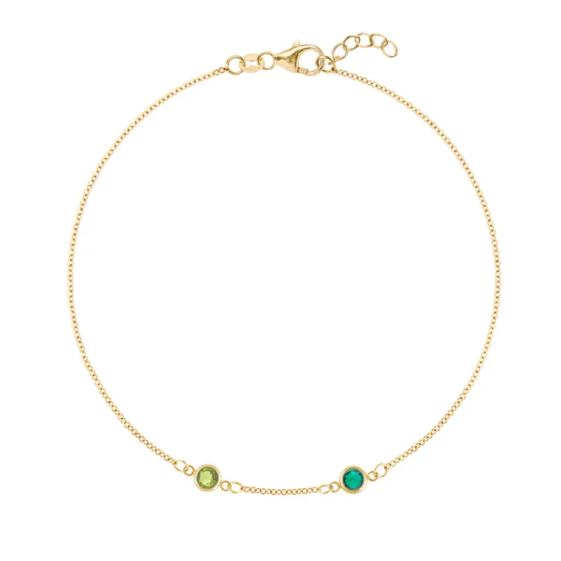 Personalized Classic 2 Birthstone Bracelet in 14k Gold sold by Haverhill
