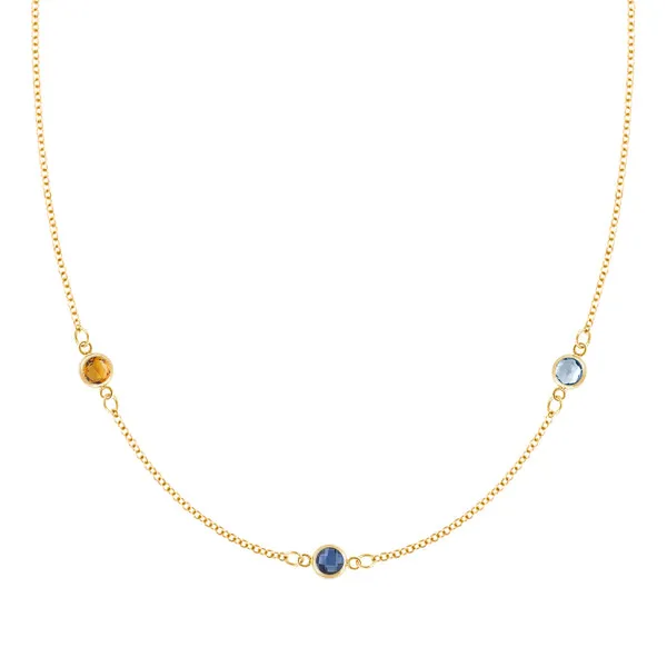 Personalized Classic 3 Birthstone Necklace in 14k Gold sold by Haverhill