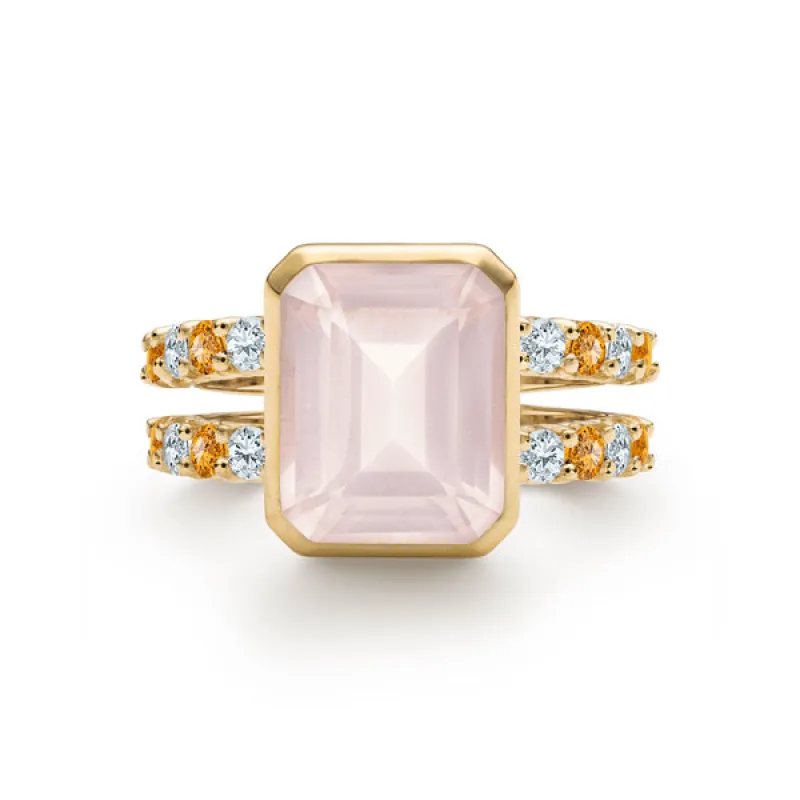 Personalized Warren Vertical Birthstone Ring with Accent Stones in 14k Gold sold by Haverhill