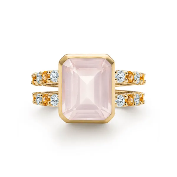 Personalized Warren Vertical Birthstone Ring with Accent Stones in 14k Gold sold by Haverhill