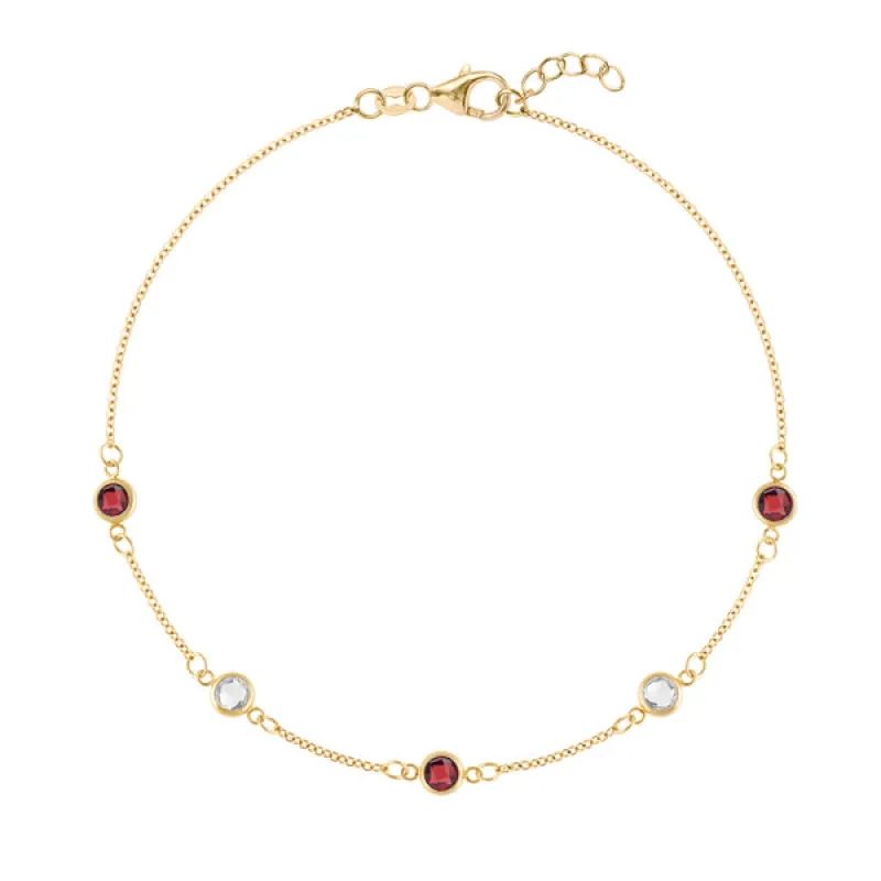 Personalized Classic 5 Birthstone Bracelet in 14k Gold sold by Haverhill