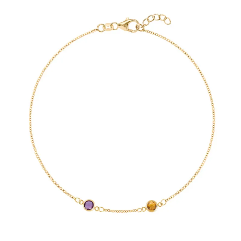 Personalized Classic 2 Birthstone Bracelet in 14k Gold sold by Haverhill