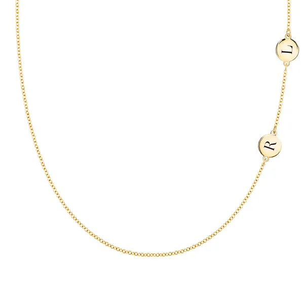 Personalized 2 Letter Necklace in 14k Gold (Double Spacing) sold by Haverhill