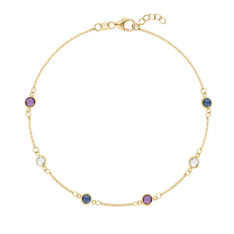 Personalized Classic 6 Birthstone Bracelet in 14k Gold sold by Haverhill
